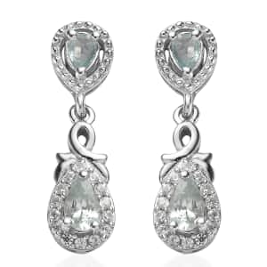 Narsipatnam Alexandrite and White Zircon Dangle Earrings in Platinum Over Sterling Silver 1.00 ctw