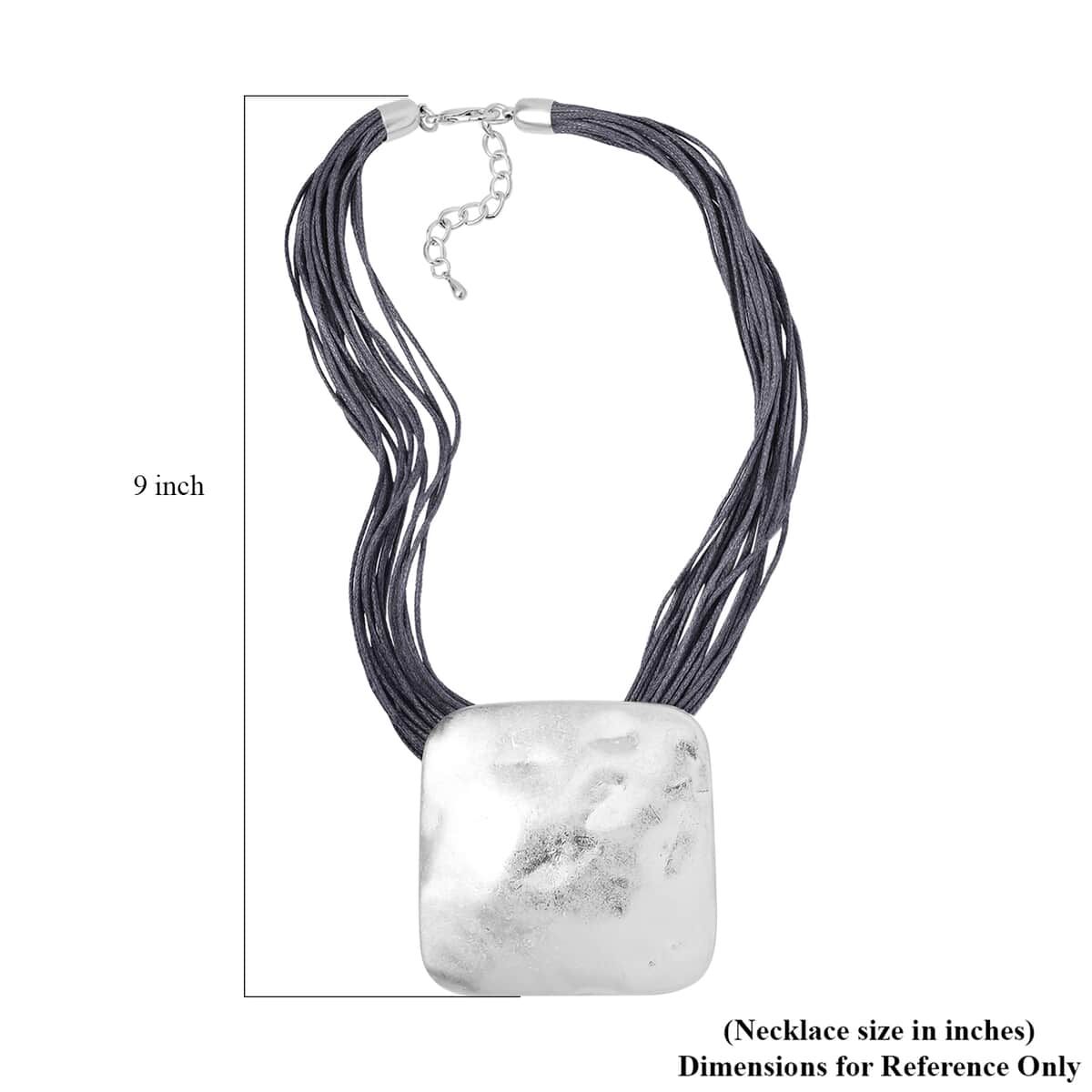 Square Shape Necklace 20-22 Inches with Multiple Strand Code in Silvertone image number 5