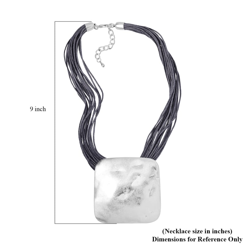 Square Shape Necklace 20-22 Inches with Multiple Strand Code in Silvertone