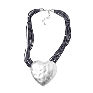 Heart Shape Necklace 20-22 Inches with Multiple Strand Code in Silvertone