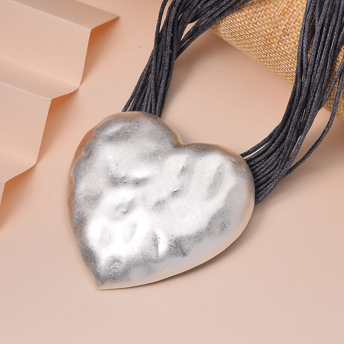 Heart Shape Necklace 20-22 Inches with Multiple Strand Code in Silvertone image number 1