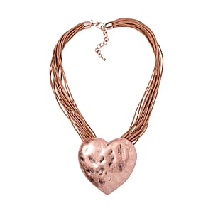 Heart Shape Necklace 20-22 Inches with Multiple Strand Code in Rosetone