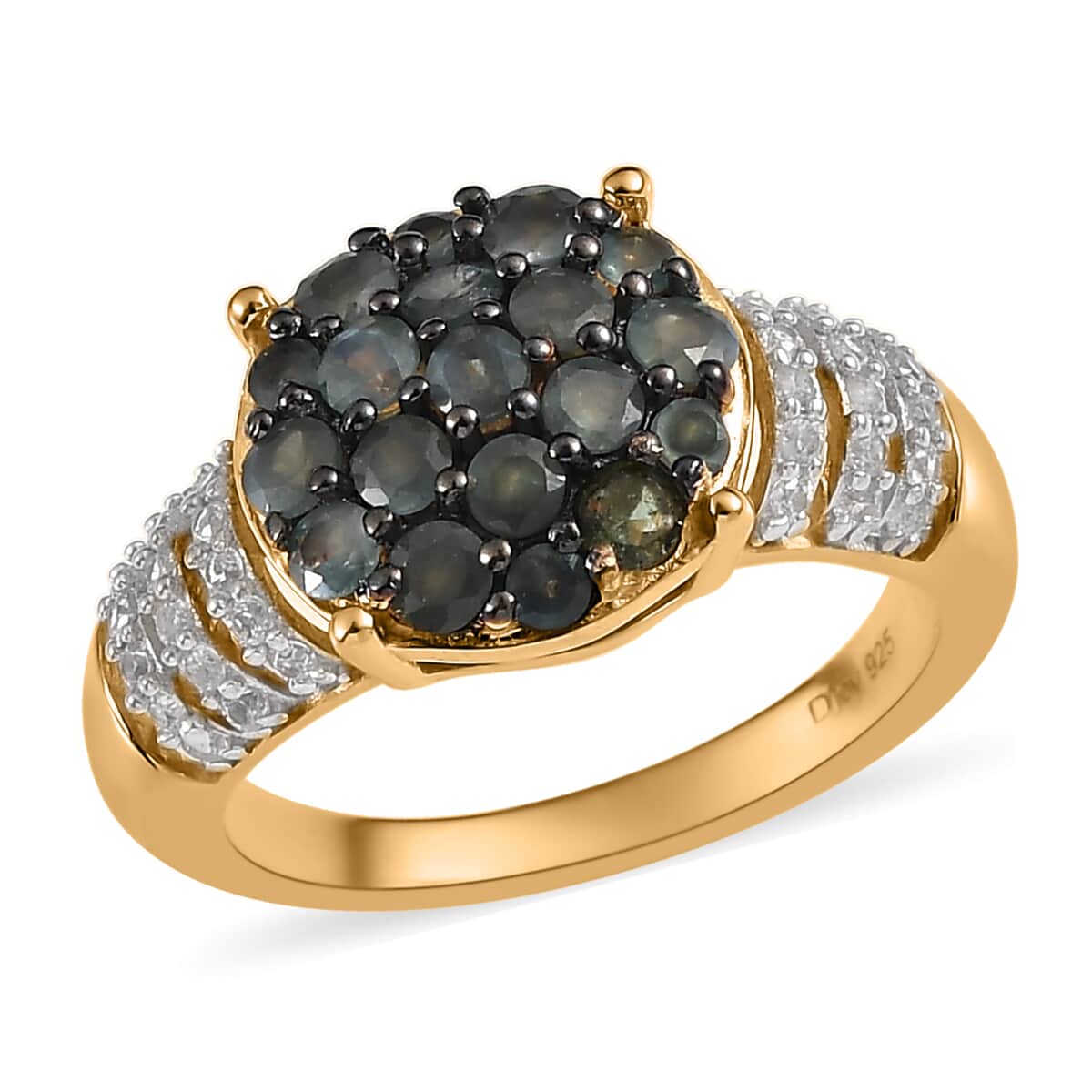 Narsipatnam Alexandrite and White Zircon Ring in Vermeil Yellow Gold Over Sterling Silver 1.60 ctw image number 0