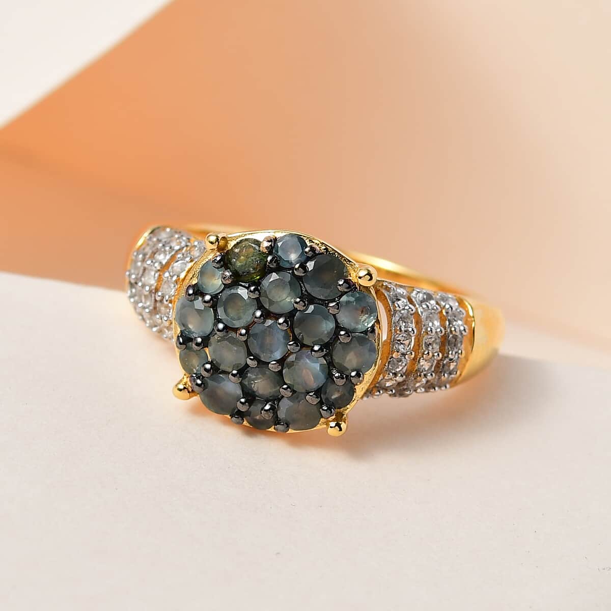 Narsipatnam Alexandrite and White Zircon Ring in Vermeil Yellow Gold Over Sterling Silver 1.60 ctw image number 1