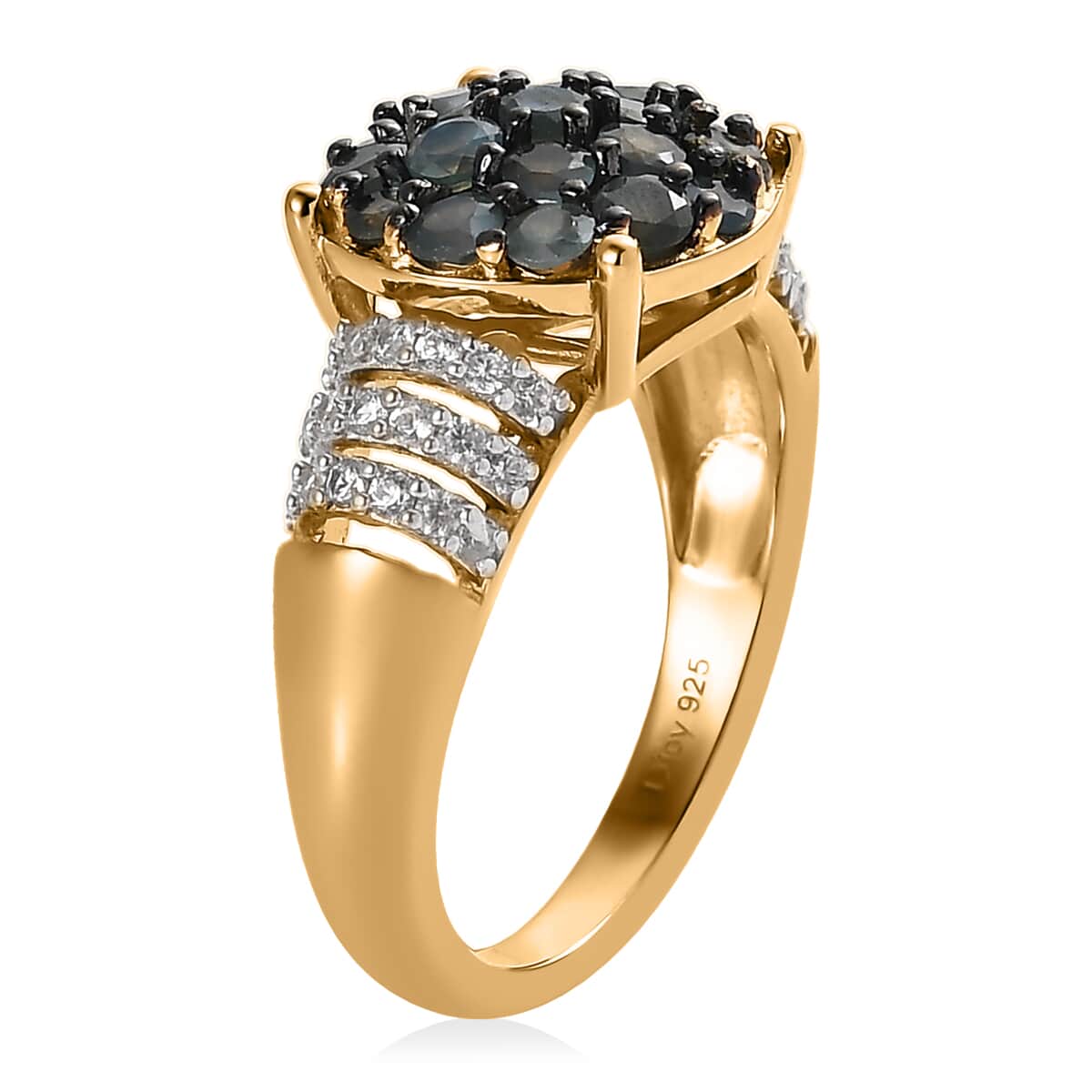 Narsipatnam Alexandrite and White Zircon Ring in Vermeil Yellow Gold Over Sterling Silver 1.60 ctw image number 3