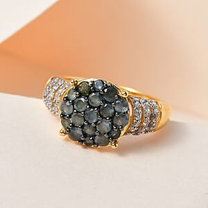 Narsipatnam Alexandrite and White Zircon Ring in Vermeil Yellow Gold Over Sterling Silver (Size 8.0) 1.60 ctw