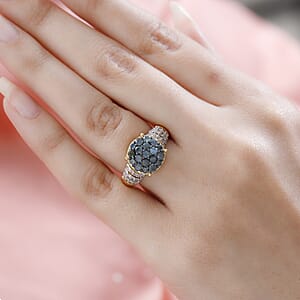 Narsipatnam Alexandrite and White Zircon Ring in Vermeil Yellow Gold Over Sterling Silver (Size 8.0) 1.60 ctw