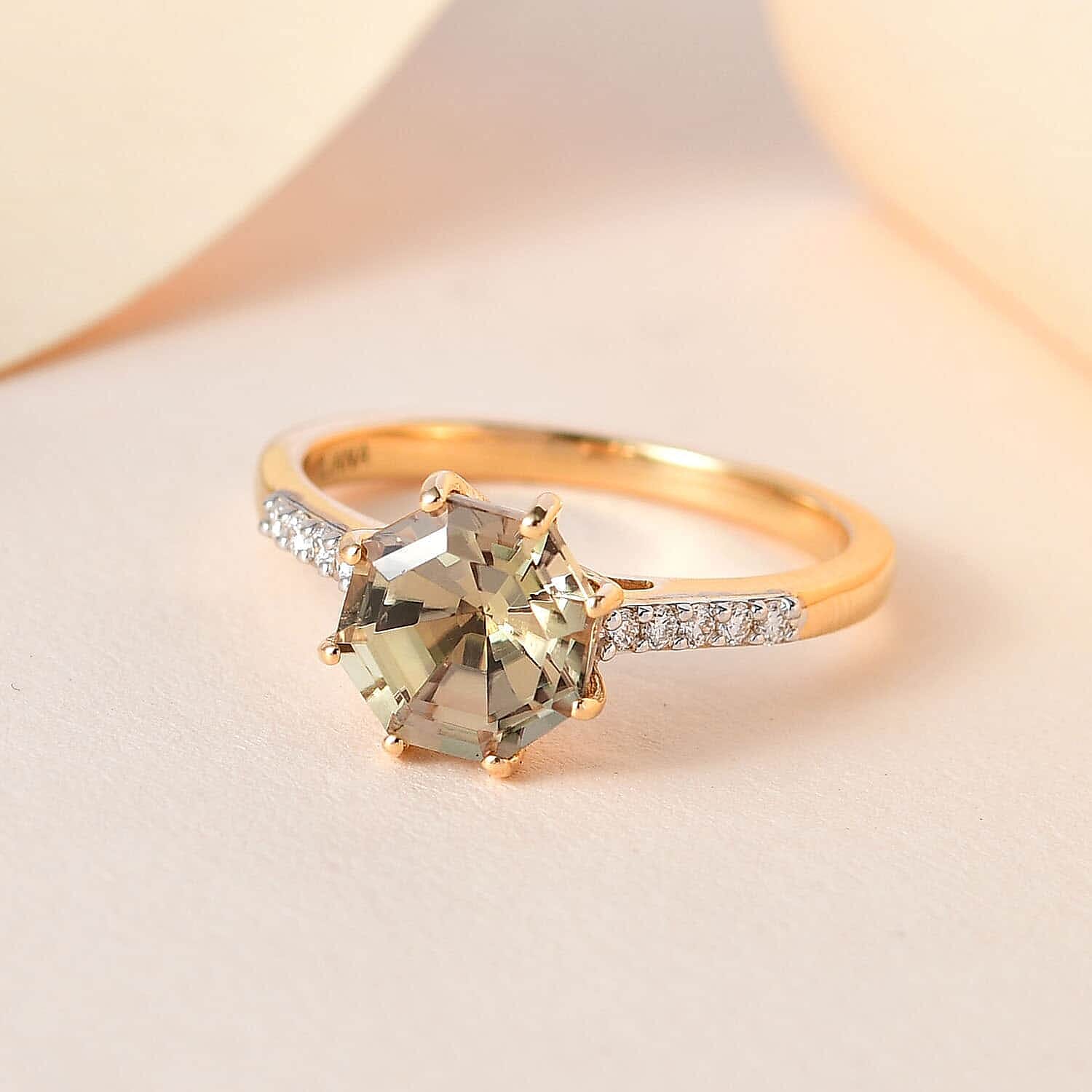 Iliana 18K Yellow Gold Octillion Cut AAA Turkizite and G-H SI Diamond Ring (Size 10.0) 2.65 ctw