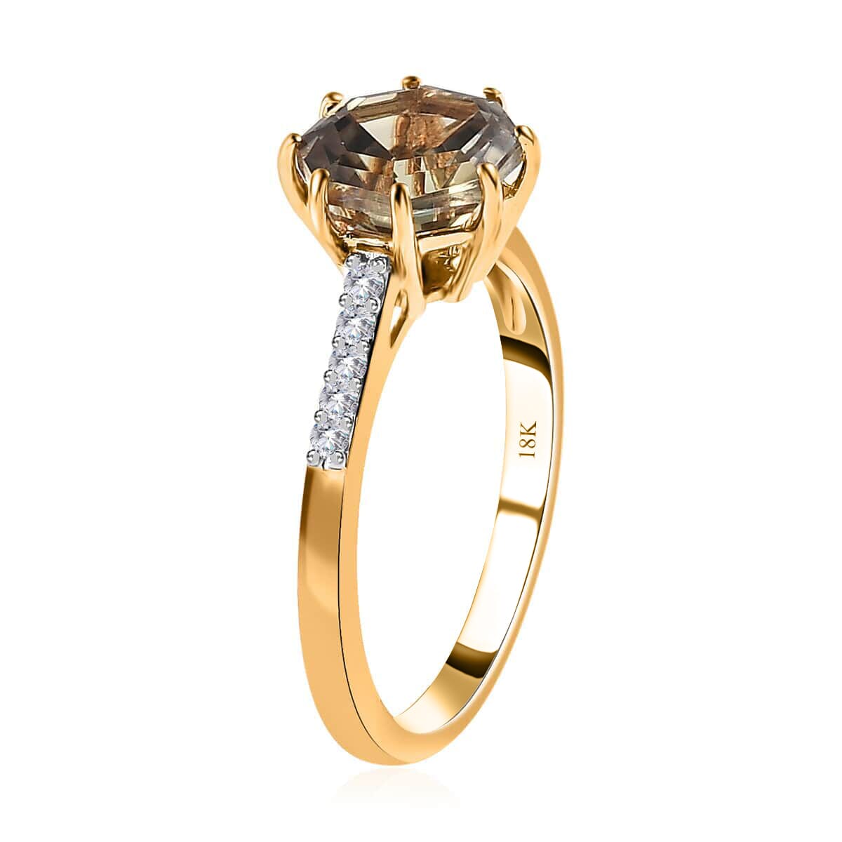 Iliana 18K Yellow Gold Octillion Cut AAA Turkizite and G-H SI Diamond Ring (Size 7.0) 2.65 ctw image number 3