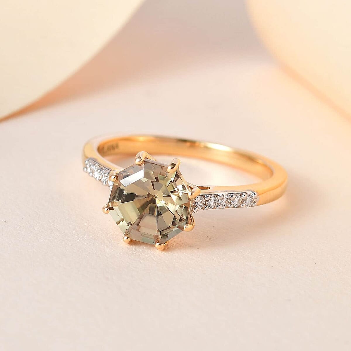 Iliana 18K Yellow Gold Octillion Cut AAA Turkizite and G-H SI Diamond Ring (Size 9.0) 2.65 ctw image number 1