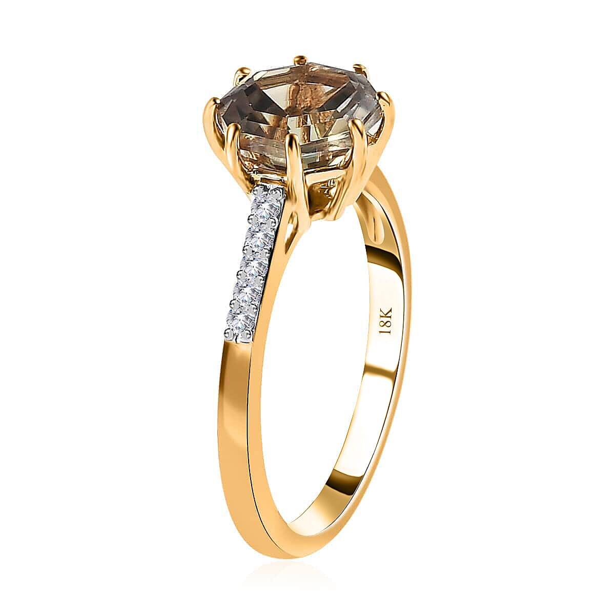 Iliana 18K Yellow Gold Octillion Cut AAA Turkizite and G-H SI Diamond Ring (Size 9.0) 2.65 ctw image number 3