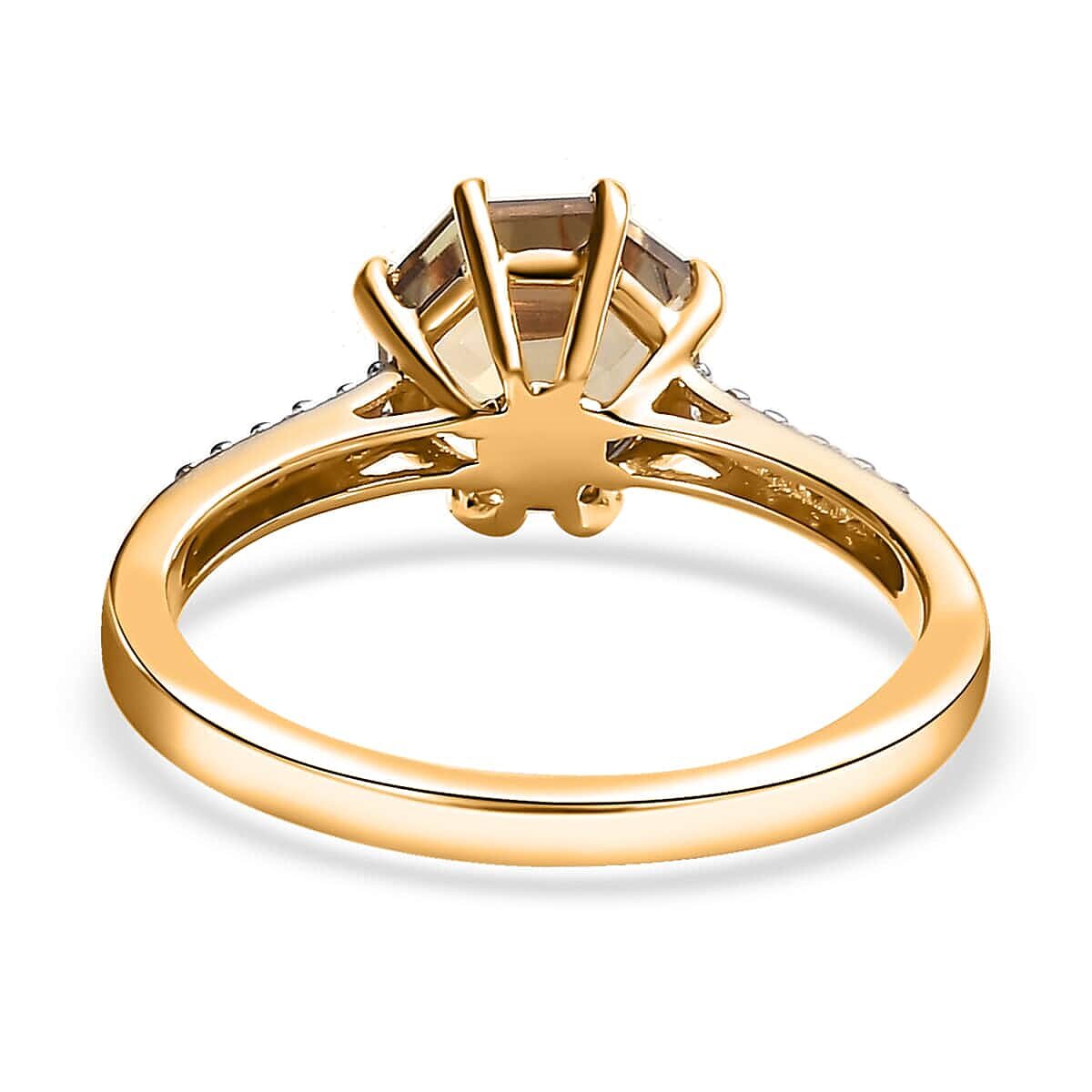 Iliana 18K Yellow Gold Octillion Cut AAA Turkizite and G-H SI Diamond Ring (Size 9.0) 2.65 ctw image number 4