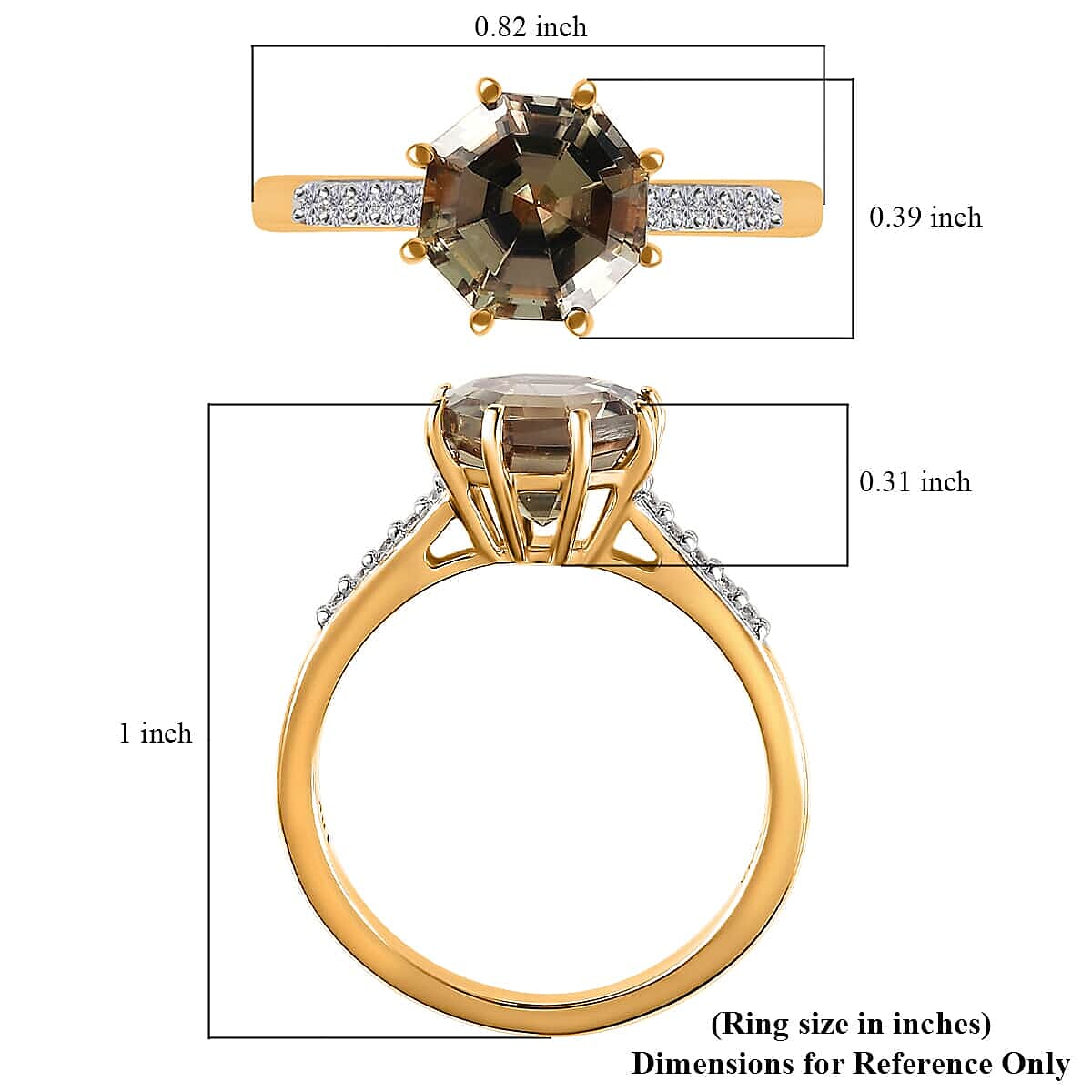 Iliana 18K Yellow Gold Octillion Cut AAA Turkizite and G-H SI Diamond Ring (Size 9.0) 2.65 ctw image number 5