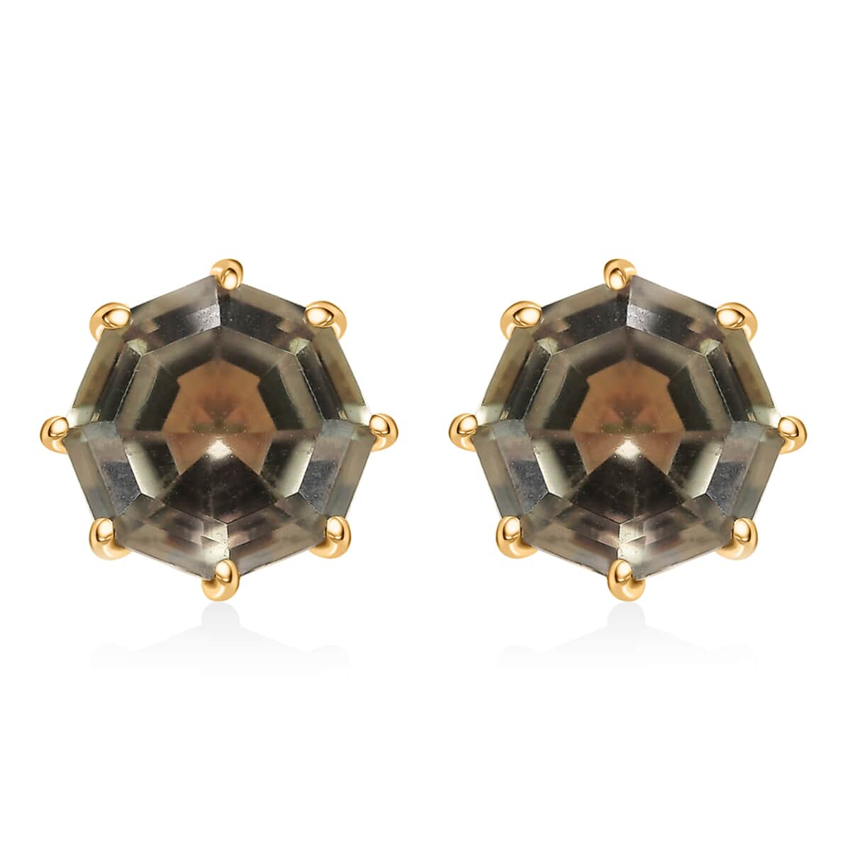 Iliana 18K Yellow Gold Octillion Cut AAA Turkizite Solitaire Stud Earrings 3.35 ctw image number 0