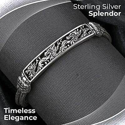 Bali Legacy Dragon Bracelet in Sterling Silver, Silver Jewelry For Women, Stylish Bracelet in Silver (6.50 In) 14.65 Grams