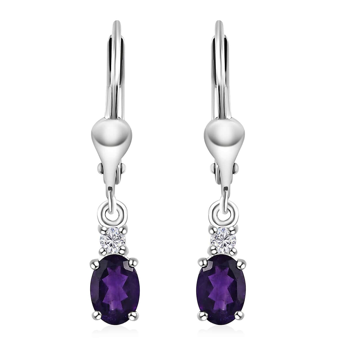 African Amethyst and White Topaz Earrings in Sterling Silver 1.50 ctw image number 0