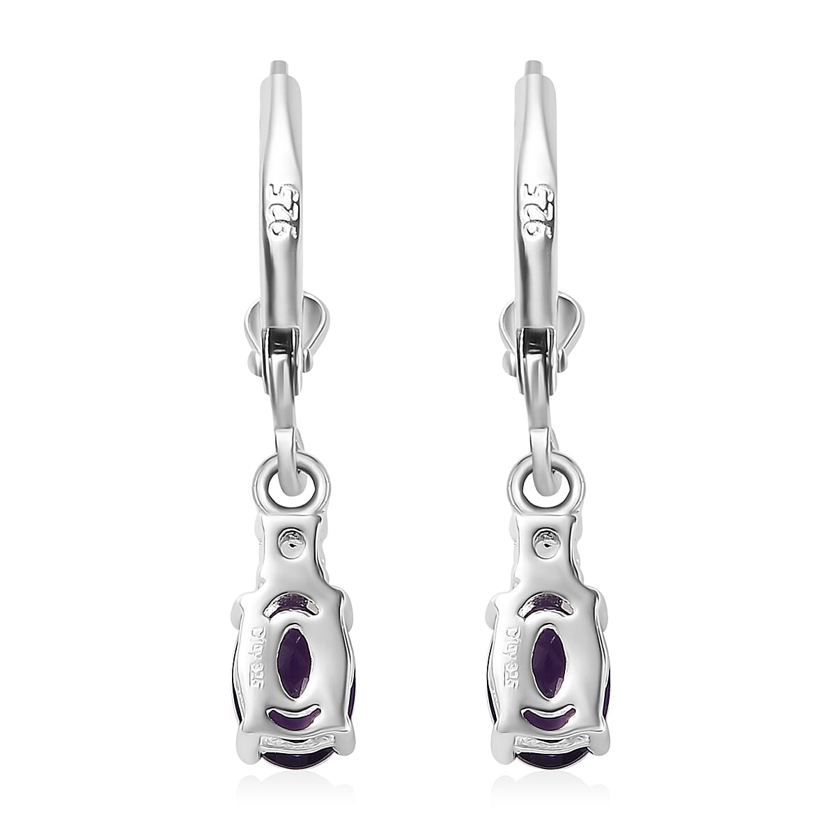 African Amethyst and White Topaz Earrings in Sterling Silver 1.50 ctw