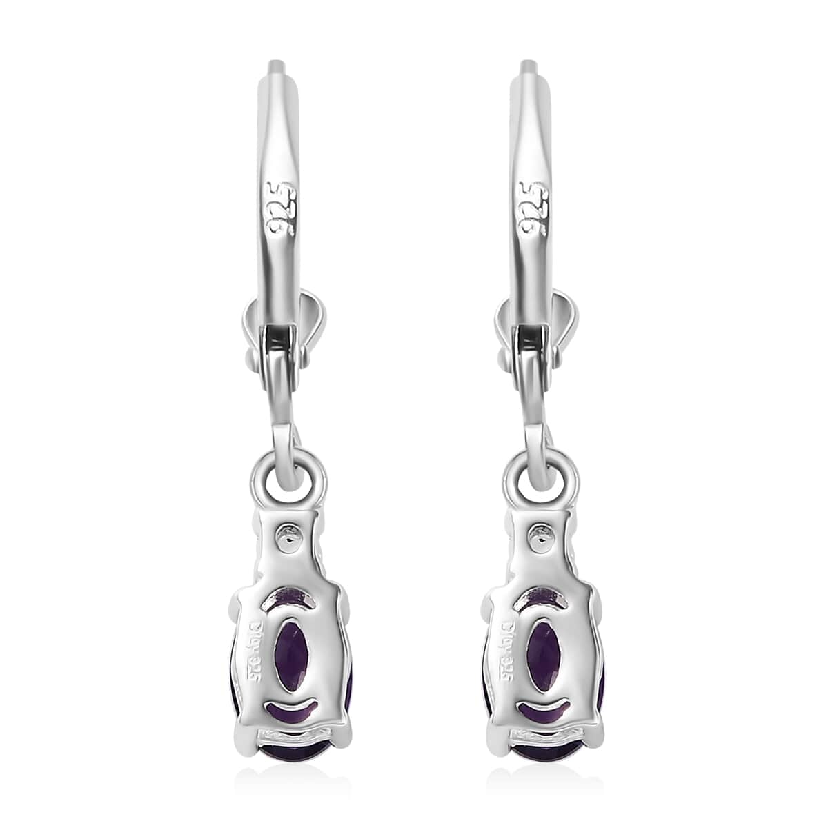 African Amethyst and White Topaz Earrings in Sterling Silver 1.50 ctw image number 4