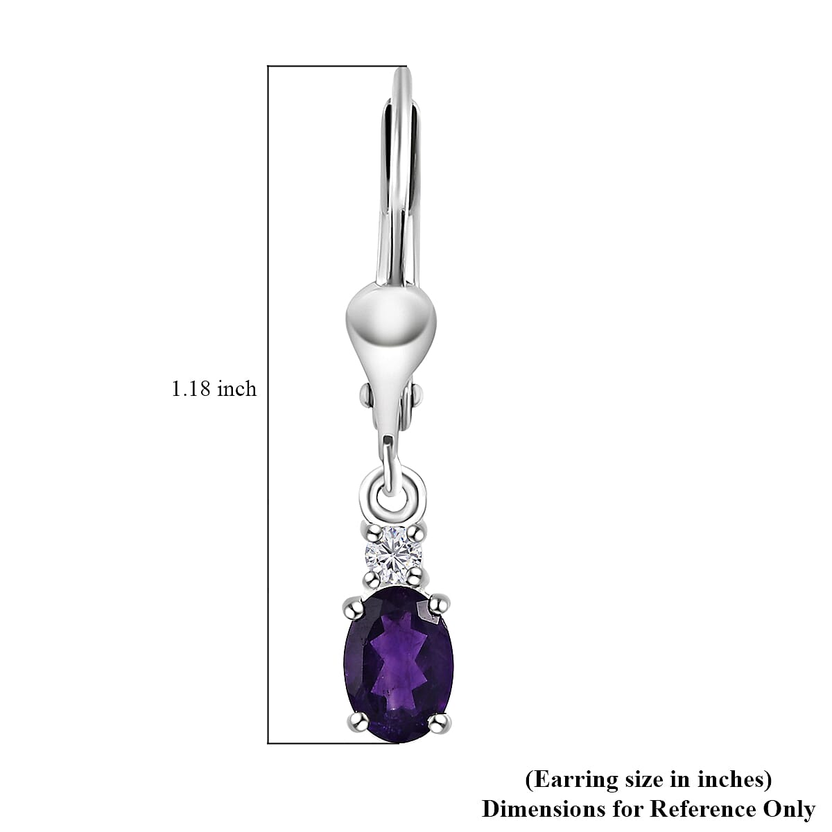 African Amethyst and White Topaz Earrings in Sterling Silver 1.50 ctw