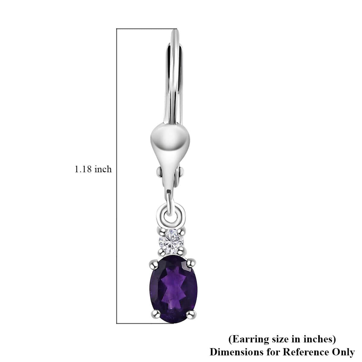 African Amethyst and White Topaz Earrings in Sterling Silver 1.50 ctw image number 5