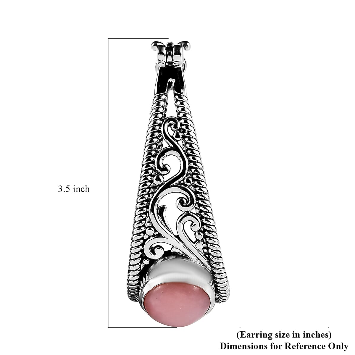 Artisan Crafted Premium Peruvian Pink Opal Omega Clip Earrings in Sterling Silver 3.65 ctw