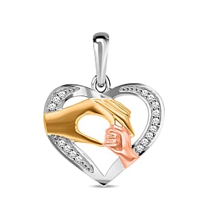 Diamond Heart Pendant without Chain in Vermeil Yellow Rose Gold and Platinum Over Sterling Silver 0.05 ctw