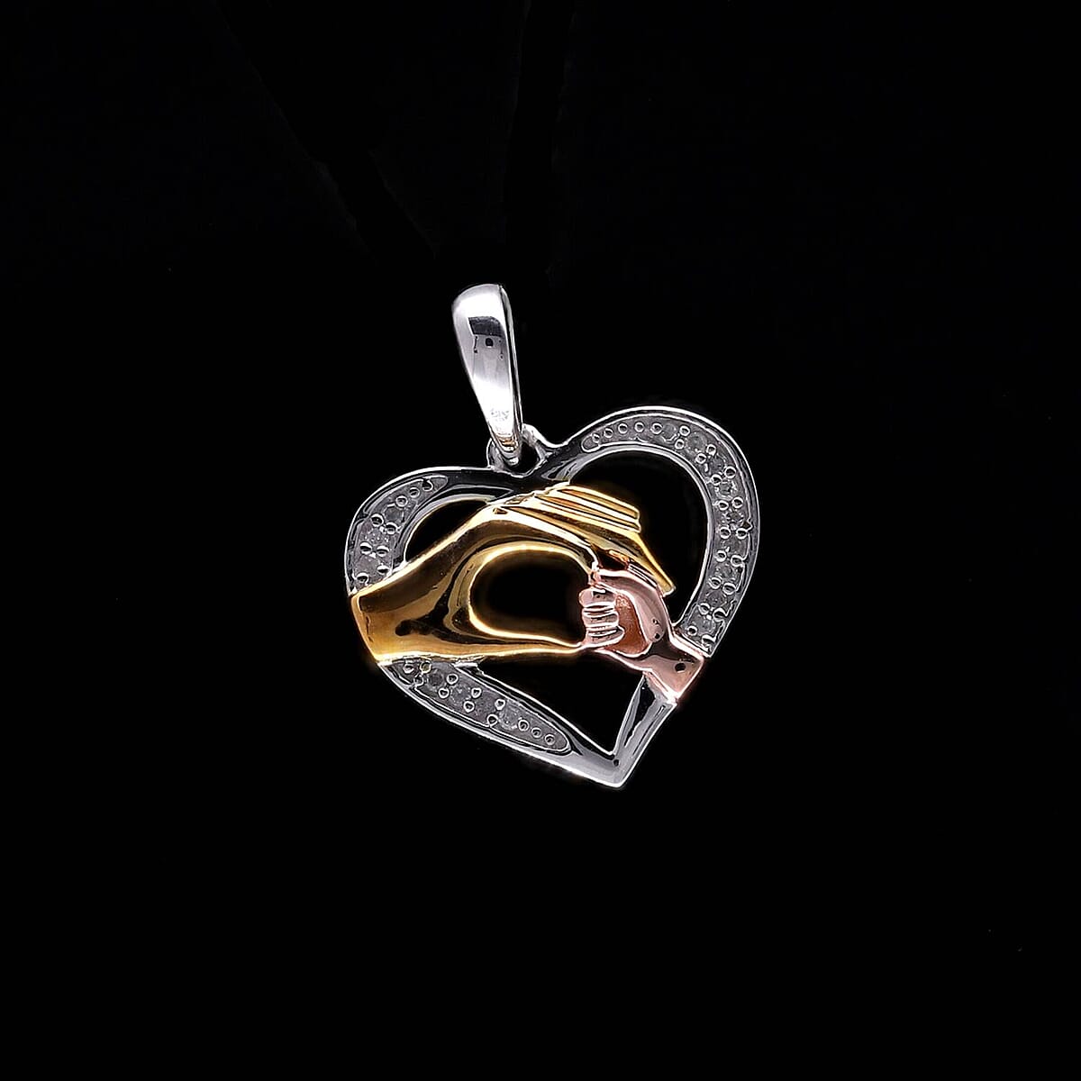 Diamond Heart Pendant without Chain in Vermeil Yellow Rose Gold and Platinum Over Sterling Silver 0.05 ctw image number 1