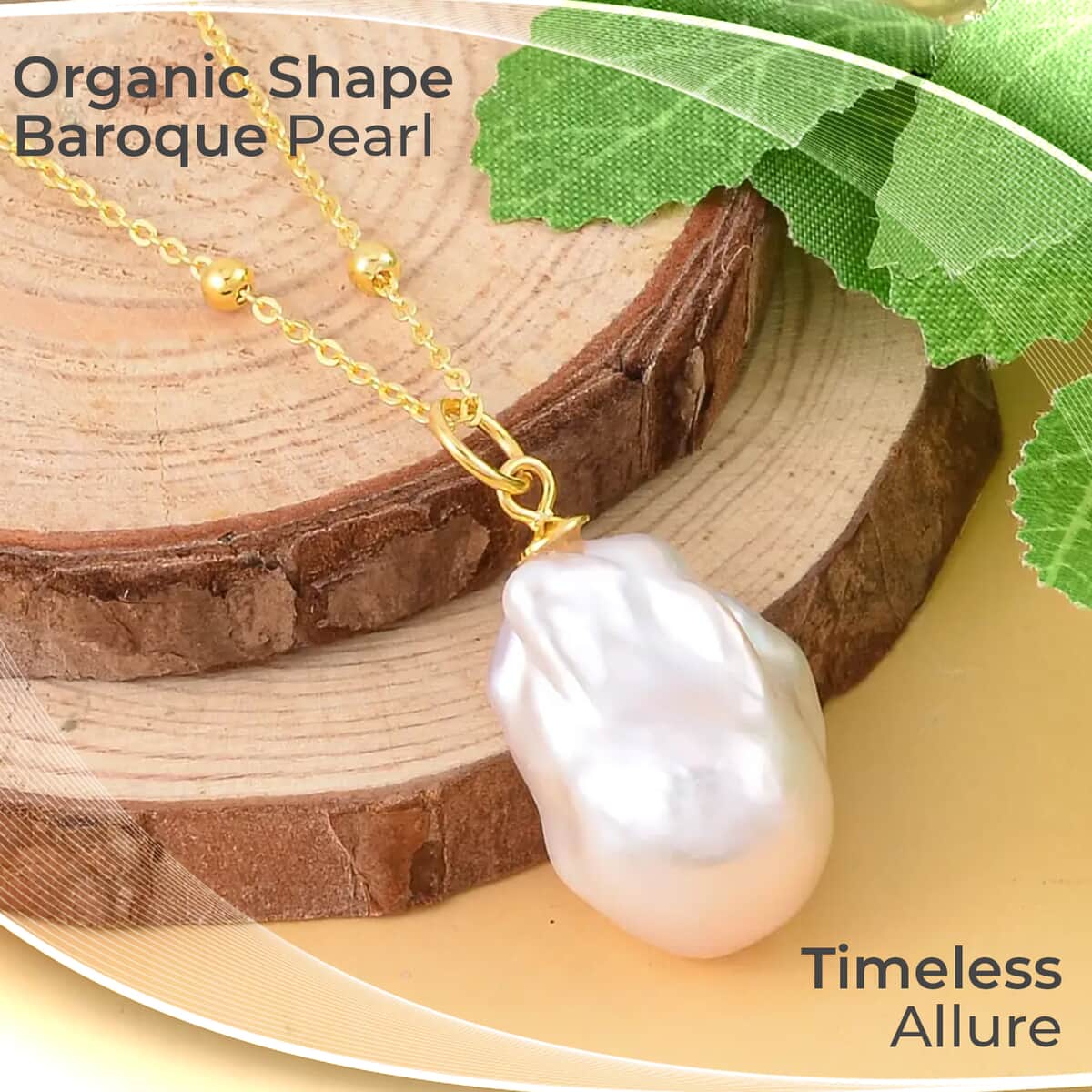 Organic Shape Baroque Pearl Necklace, 18-20 Inch Necklace, 14K Yellow Gold Over Sterling Silver Necklace, Pearl Necklace image number 1