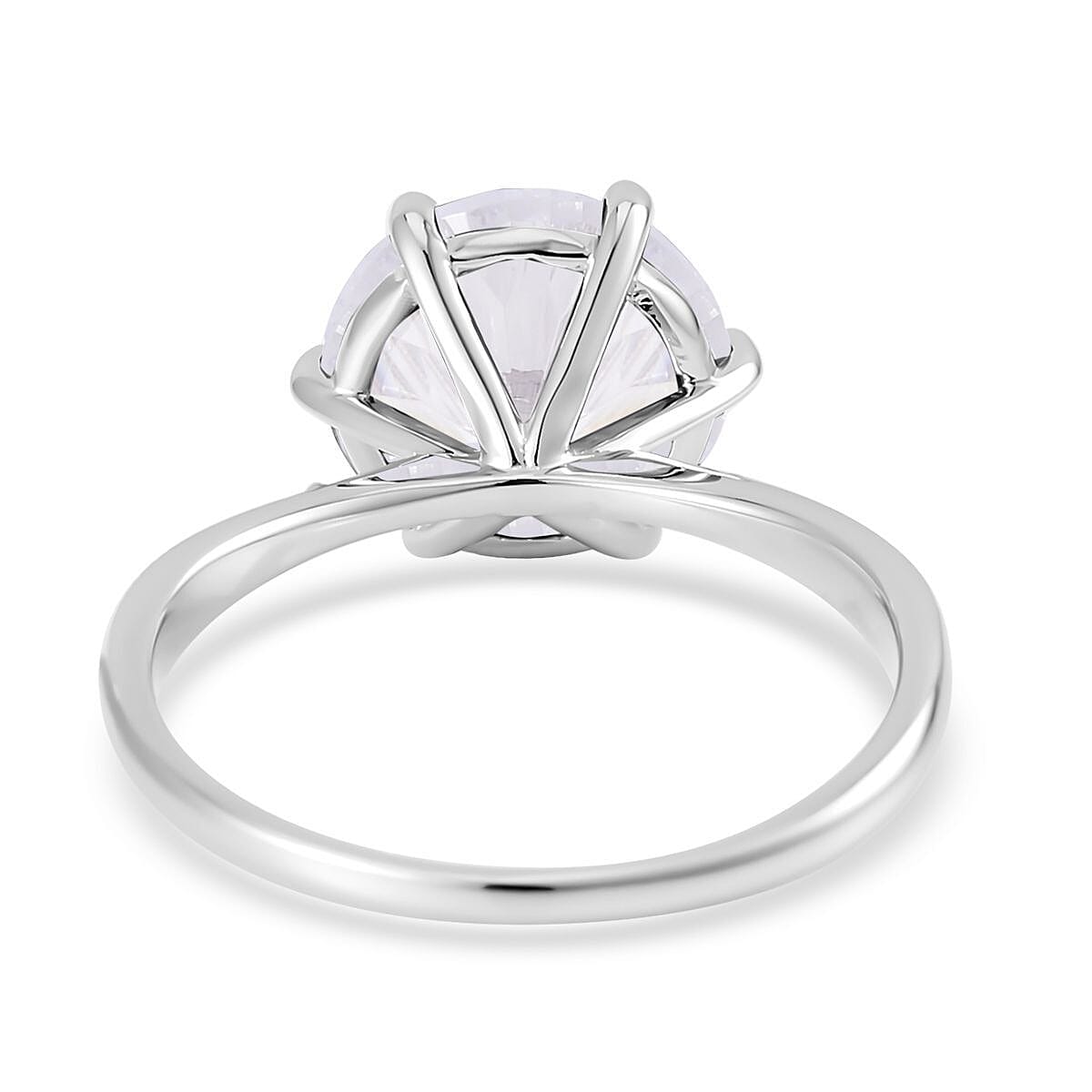 Lustro Stella Concave Cut Finest CZ Ring in Platinum Over Sterling Silver (Size 10.0) 12.10 ctw