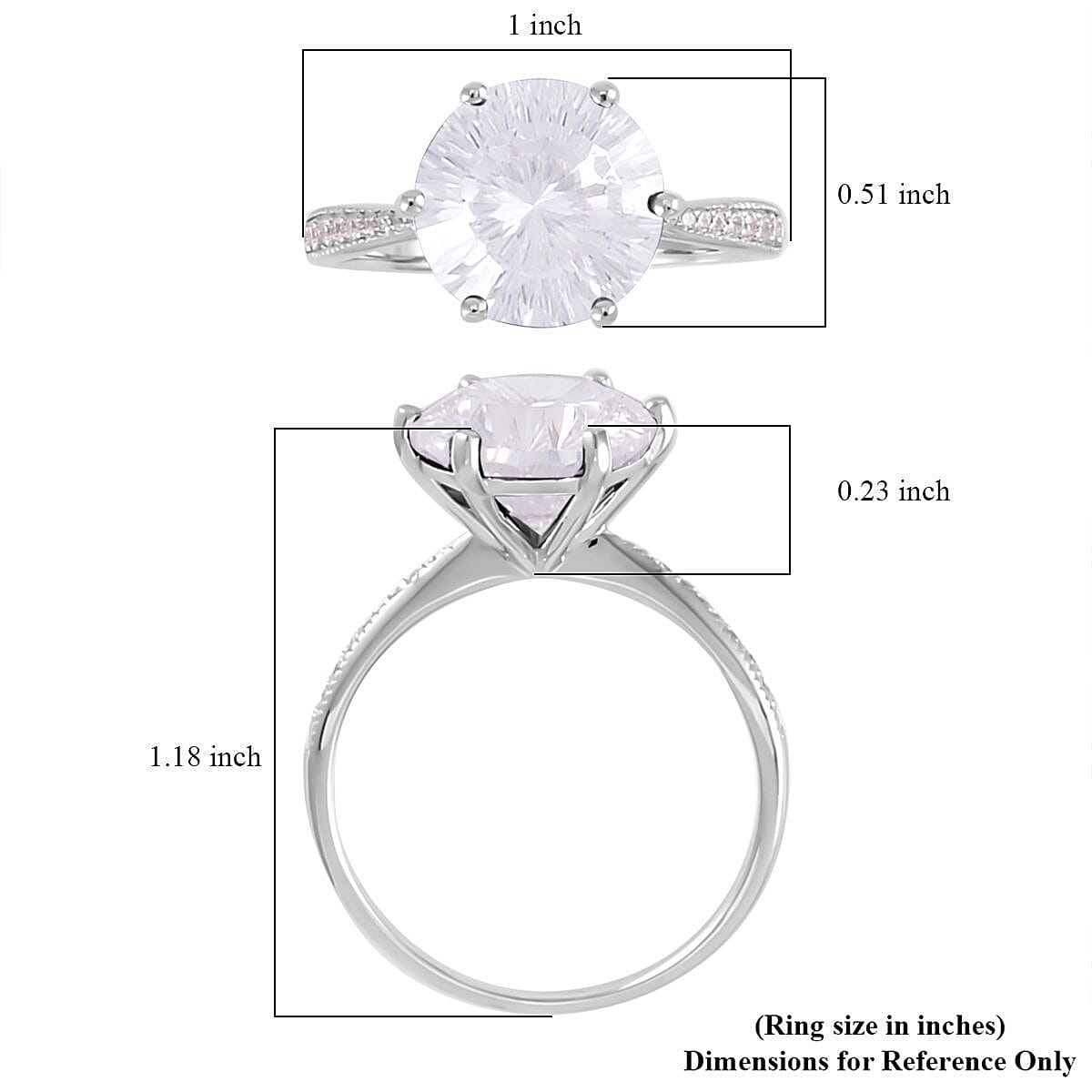Lustro Stella Concave Cut Finest CZ Ring in Platinum Over Sterling Silver (Size 10.0) 12.10 ctw