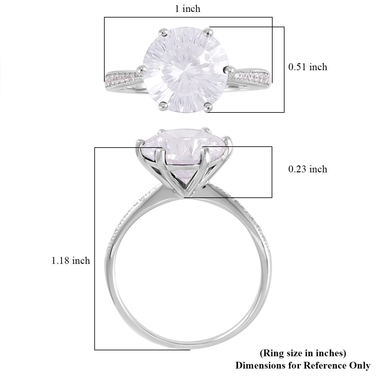 Lustro Stella Concave Cut Finest CZ Ring in Platinum Over Sterling Silver 12.10 ctw image number 5