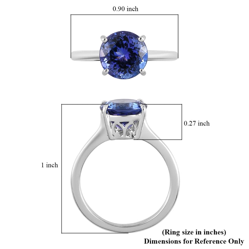 Rhapsody 950 Platinum AAAA Tanzanite Solitaire Ring, Oval Engagement Ring (Size 6.0) 5.15 Grams 3.00 ctw