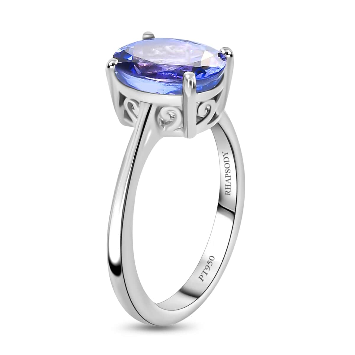 TLV RHAPSODY 950 Platinum AAAA Tanzanite Solitaire Ring (Size 6.0) 3.15 ctw image number 3