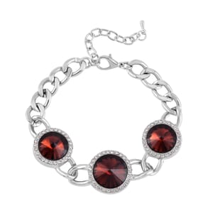Simulated Purple Sapphire and Austrian Crystal Bracelet in Silvertone (7.50-9.50In)