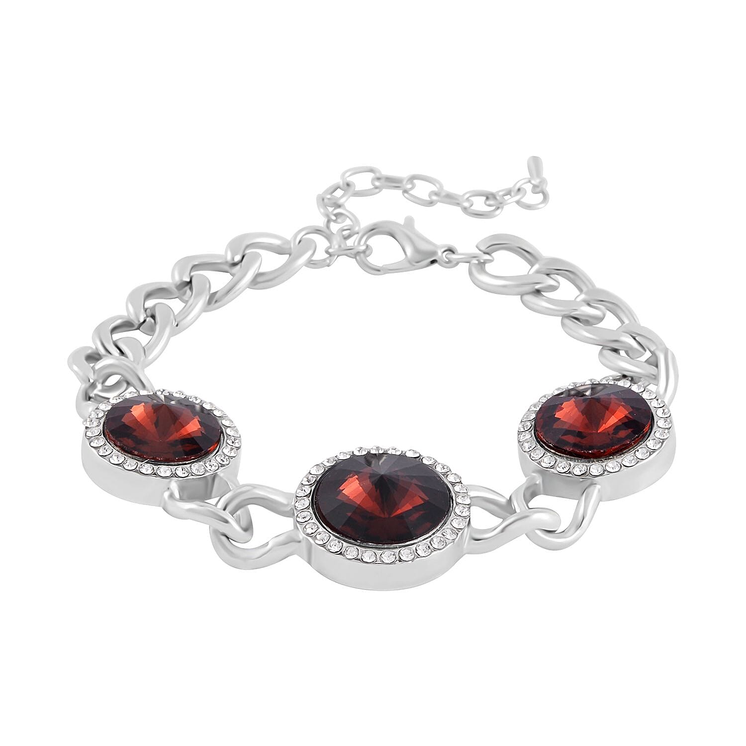 Simulated Purple Sapphire and Austrian Crystal Bracelet in Silvertone (7.50-9.50In)