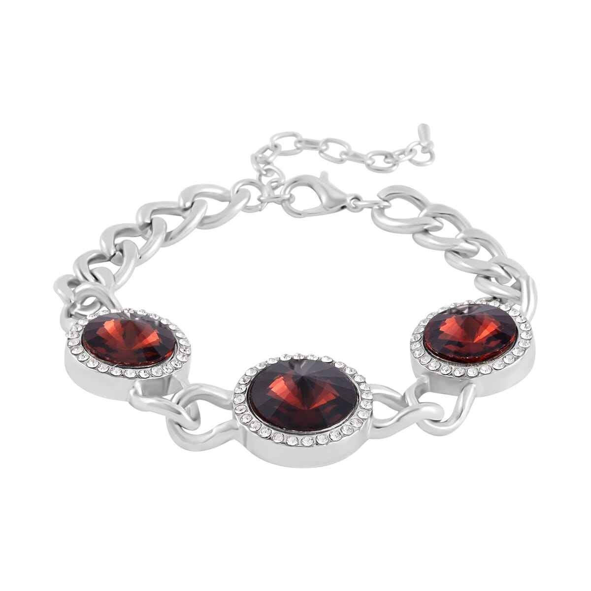 Simulated Purple Sapphire and Austrian Crystal Bracelet in Silvertone (7.50-9.50In) image number 2