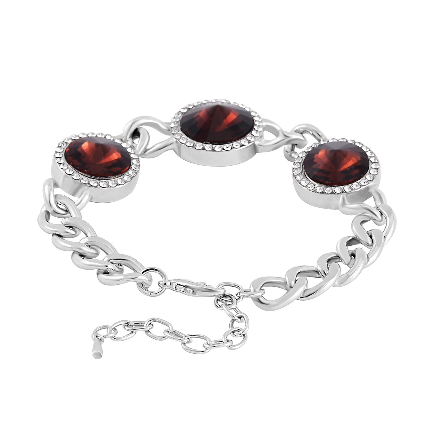 Simulated Purple Sapphire and Austrian Crystal Bracelet in Silvertone (7.50-9.50In)