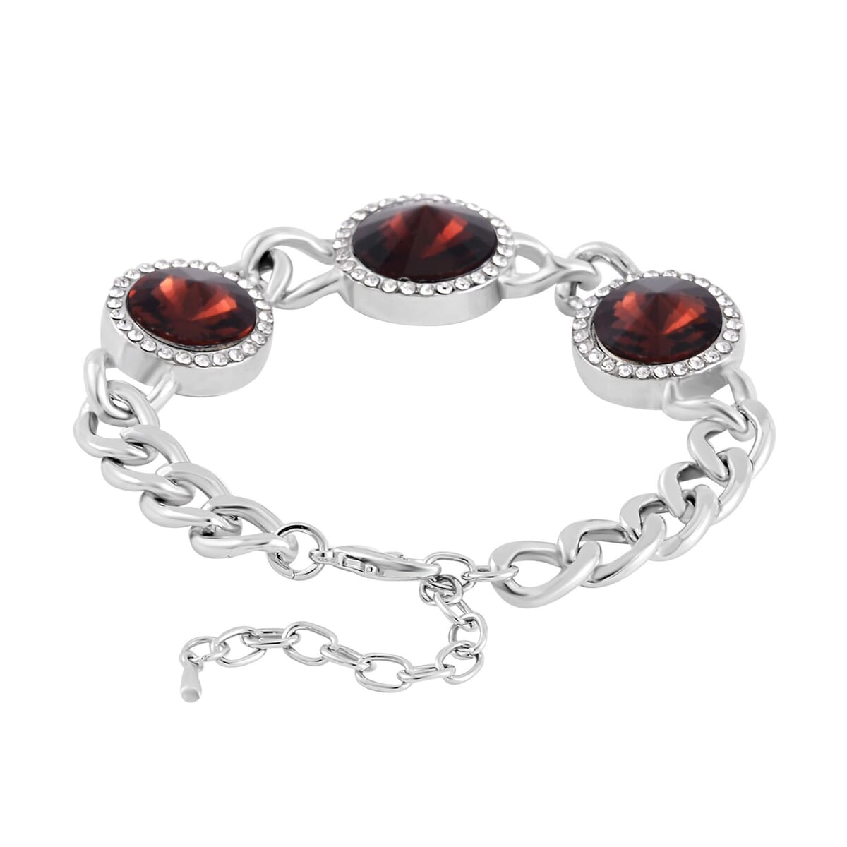 Simulated Purple Sapphire and Austrian Crystal Bracelet in Silvertone (7.50-9.50In) image number 3
