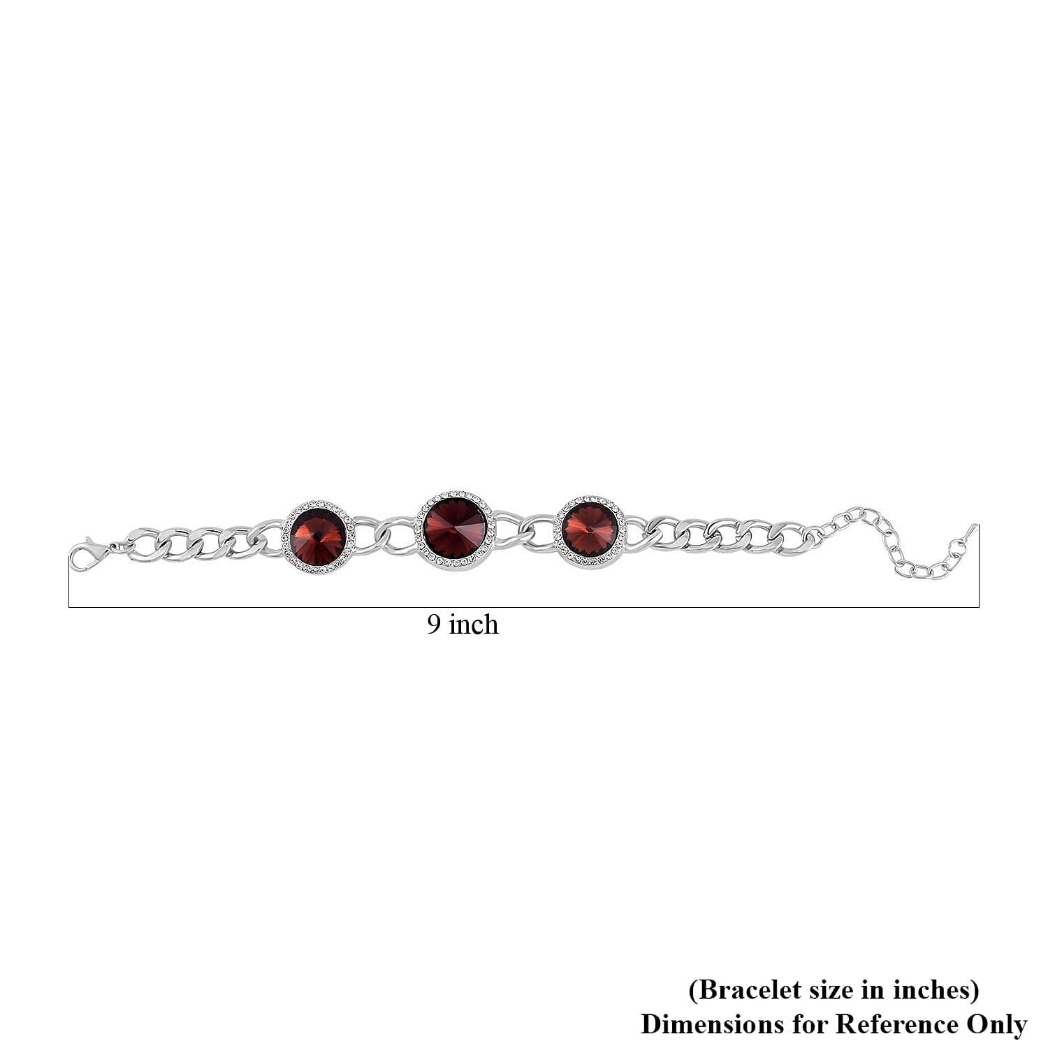 Simulated Purple Sapphire and Austrian Crystal Bracelet in Silvertone (7.50-9.50In)