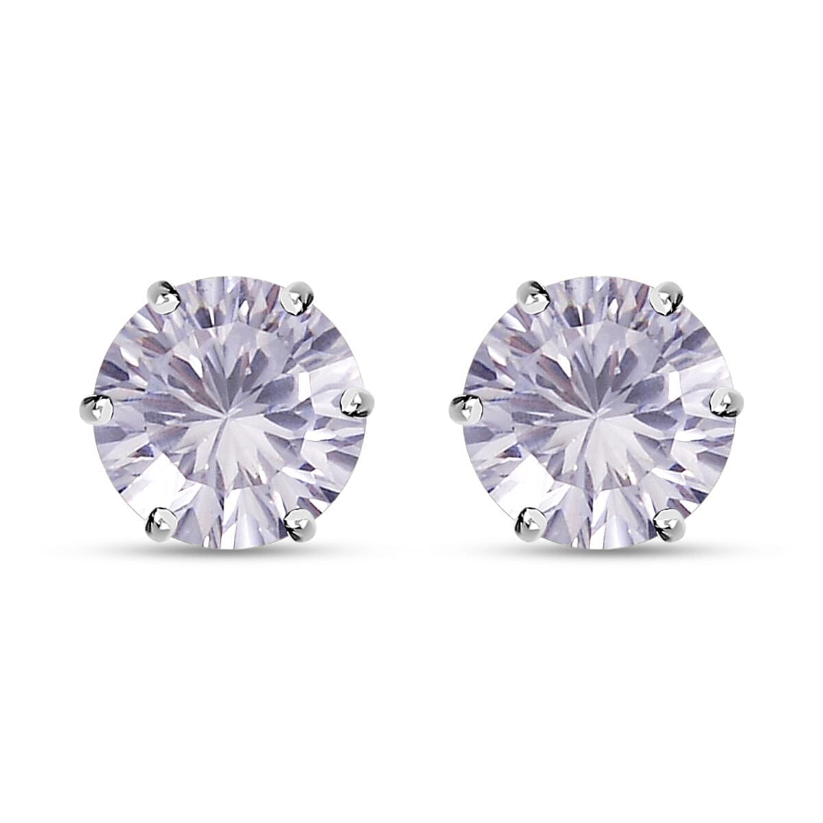 Lustro Stella Finest CZ Solitaire Stud Earrings in Platinum Over Sterling Silver 3.60 ctw image number 0
