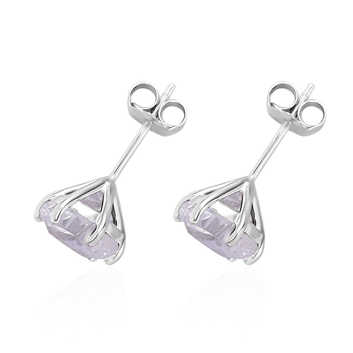 Lustro Stella Finest CZ Solitaire Stud Earrings in Platinum Over Sterling Silver 3.60 ctw image number 3