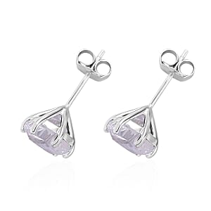 Lustro Stella Concave Cut Finest CZ Solitaire Stud Earrings in Platinum Over Sterling Silver 7.25 ctw