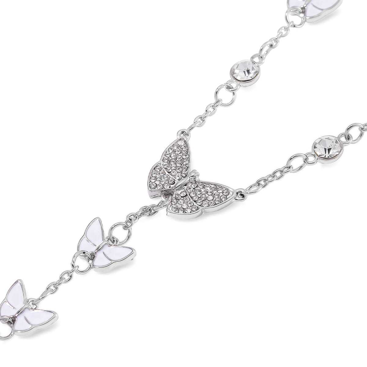 Silver Black and Crystal Enameled Butterfly Necklace Silver Black and Crystal Enameled Butterfly Necklace