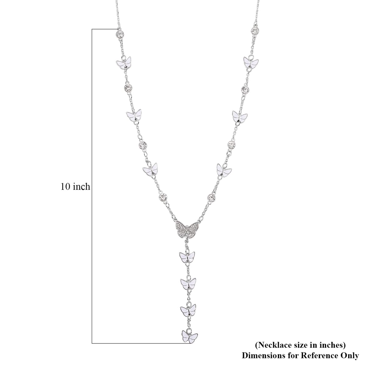 Silver Black and Crystal Enameled Butterfly Necklace Silver Black and Crystal Enameled Butterfly Necklace