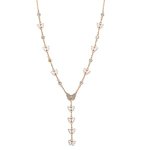 Austrian Crystal and Enameled Reversible Necklace in Goldtone 28-30 Inches