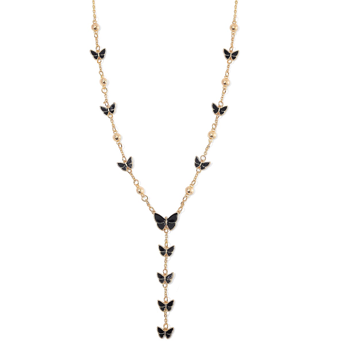 Austrian Crystal and Enameled Reversible Necklace in Goldtone 28-30 Inches image number 3