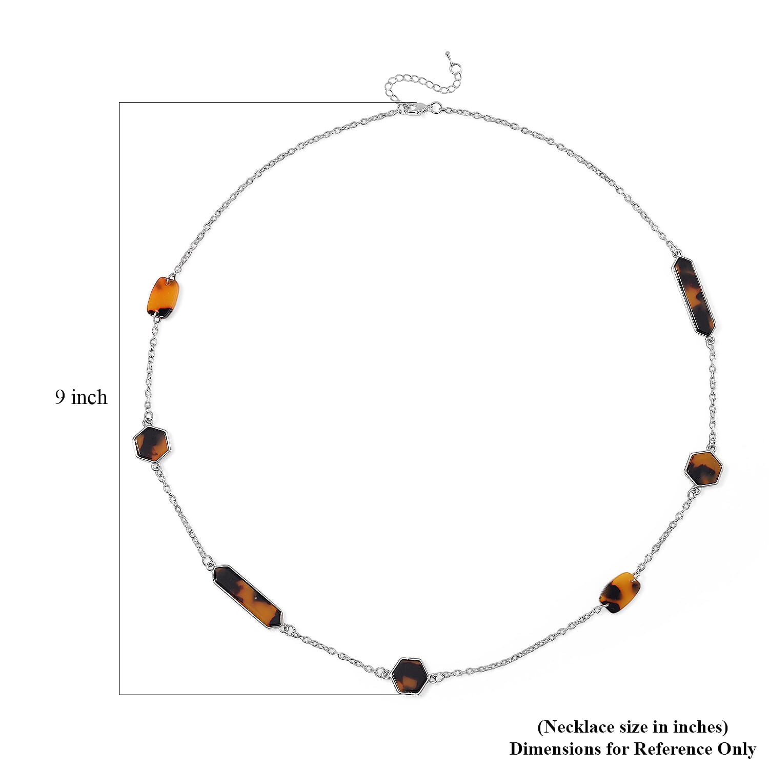 Resin Station Necklace in Silvertone 28-30 Inches