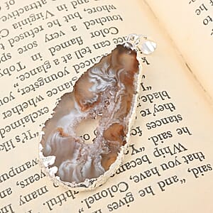 Geode Amethyst Pendant in Silvertone 25.00 ctw