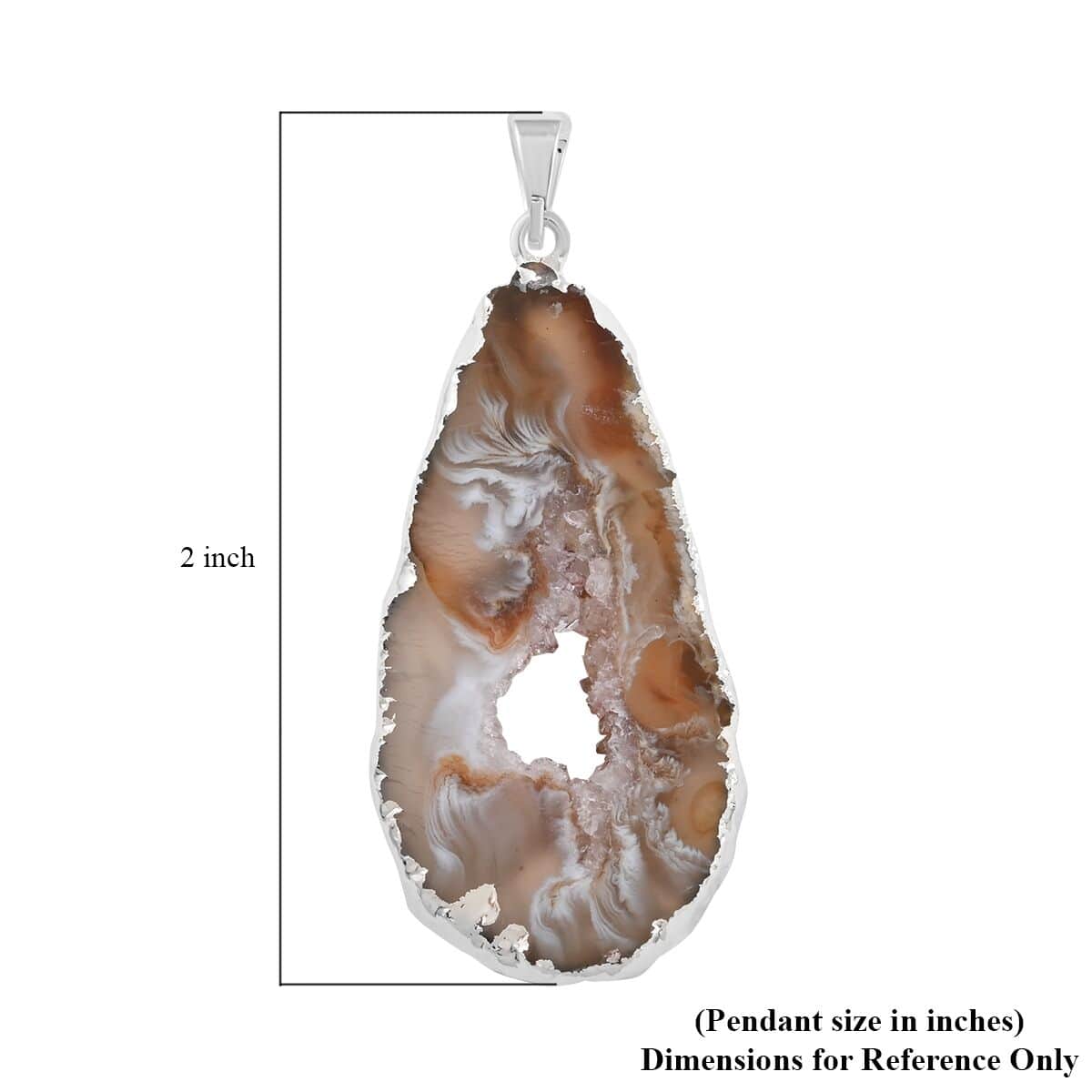 Geode Amethyst Pendant in Silvertone 25.00 ctw image number 4