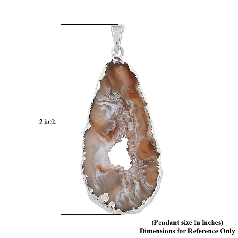 Geode Amethyst Pendant in Silvertone 25.00 ctw
